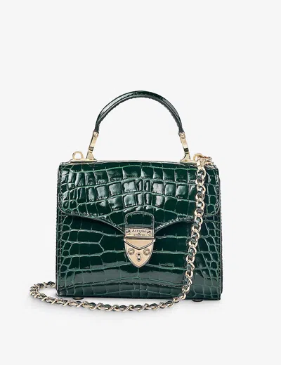 Aspinal Of London Womens Evergreen Mayfair Mini Crocodile-embossed Leather Bag