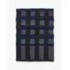 Aspinal Of London Womens  Explode Check-pattern Wool Scarf In Navy