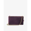 Aspinal Of London Womens Paloma Crocodile-embossed Resin Clutch Bag Fig In Purple