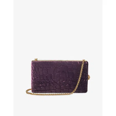 Aspinal Of London Womens Paloma Crocodile-embossed Resin Clutch Bag Fig In Purple