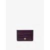 Aspinal Of London Leather Croc-embossed Slim Card Holder In Purple