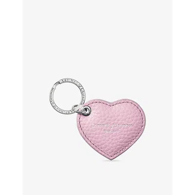 Aspinal Of London Womens Lilac Heart Logo-print Grained-leather Keyring In Pink