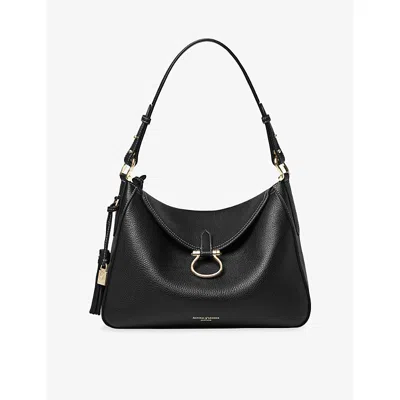 Aspinal Of London Womens Hudson Leather Hobo Bag Black In Pink