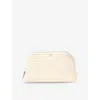 Aspinal Of London Womens  Classic Croc-embossed Leather Cosmetic Case In Ivory