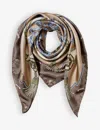 Aspinal Of London Womens Latte Signature Print Silk Scarf In Latte