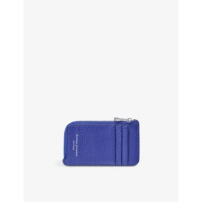 Aspinal Of London Womens Cobaltblue Logo-print Leather Coin Purse