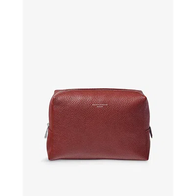 Aspinal Of London Womens  London Logo-embossed Leather Toiletry Case In Merlot