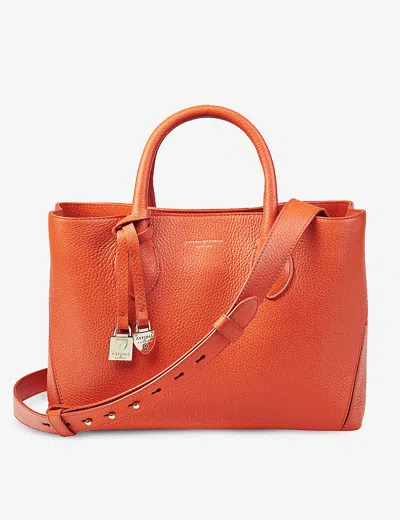 Aspinal Of London Womens London Midi Pebble Leather Tote Bag In Orange