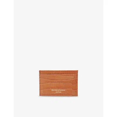Aspinal Of London Womens  Croc-effect Leather Card Holder