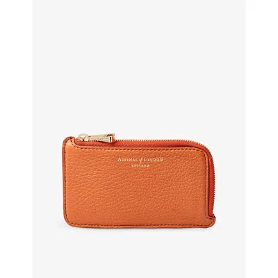 Aspinal Of London Womens Marmalade Zipped Leather Coin & Card Holder In Orange