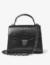 Aspinal Of London Womens Mayfair 2 Midi Croc-effect Leather Top-handle Bag Black In Black