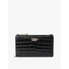 Aspinal Of London Womens Black Mayfair Logo-plaque Croc-effect Faux-leather Wallet In Black