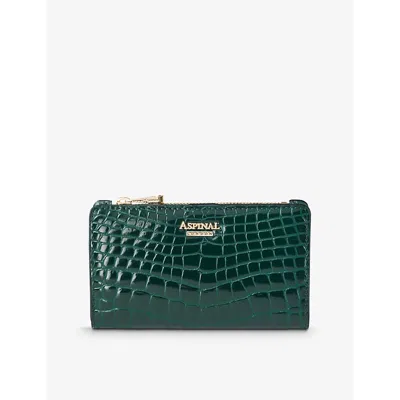 Aspinal Of London Womens Mayfair Logo-plaque Leather Wallet Evergreen