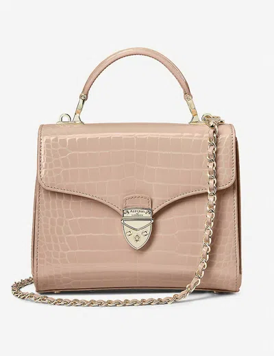 Aspinal Of London Womens Light Brown Mayfair Medium Croc-embossed Leather Top-handle Bag