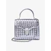 Aspinal Of London Womens Blue Metallic Mayfair Midi Woven Top-handle Leather Bag In Blue