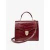 Aspinal Of London Womens Mayfair Large Crocodile-embossed Leather Top-handle Bag Merlot In Burgundy