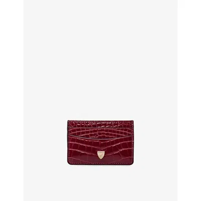 Aspinal Of London Womens Merlot Slim Leather Card Holder In Burgundy
