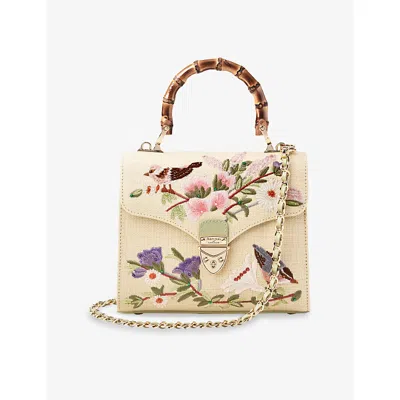 Aspinal Of London Womens Multi Midi Mayfair English Garden Bird Woven Top-handle Bag