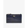 Aspinal Of London Womens Mayfair Small Crocodile-embossed Leather Coin And Card Wallet Midnightblue In Blue