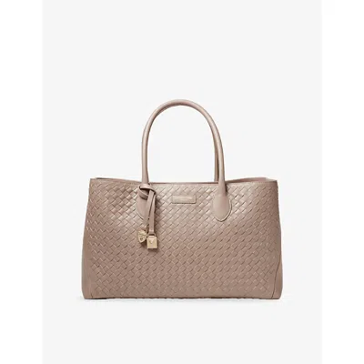 Aspinal Of London Womens Moleskin London Woven Leather Tote Bag In Gray