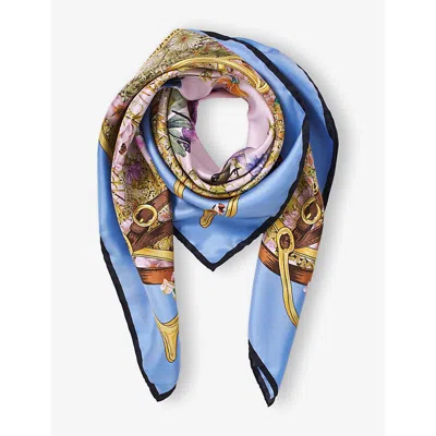 Aspinal Of London Womens Edwardian Garden Square Silk Scarf Multi