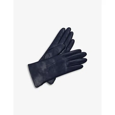 Aspinal Of London Womens Navy Cashmere-lined Leather Gloves