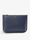 Aspinal Of London Womens Navy Ella Large Logo-print Grained-leather Pouch In Navy