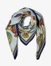 Aspinal Of London Womens Navy Hot Air Balloon Printed Silk-twill Scarf In Navy