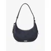 Aspinal Of London Womens Hudson Crescent Small Suede Shoulder Bag Navy In Blue