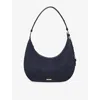 Aspinal Of London Womens Hudson Crescent Suede Shoulder Bag Navy In Blue