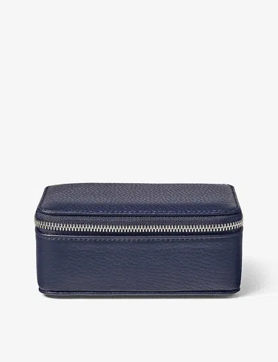 Aspinal Of London Womens Navy Travel Medium Leather Jewellery Case