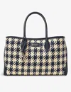 Aspinal Of London Womens Navy London Houndstooth Interwoven Leather Tote Bag In Navy