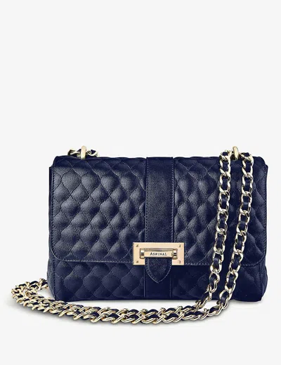 Aspinal Of London Womens Navy Lottie Large Quilted Leather Shoulder Bag