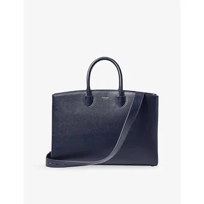 Aspinal Of London Womens Navy Madison Leather Tote Bag In Pattern