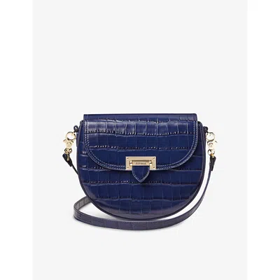Aspinal Of London Womens Navy Portobello Grained-leather Cross-body Bag