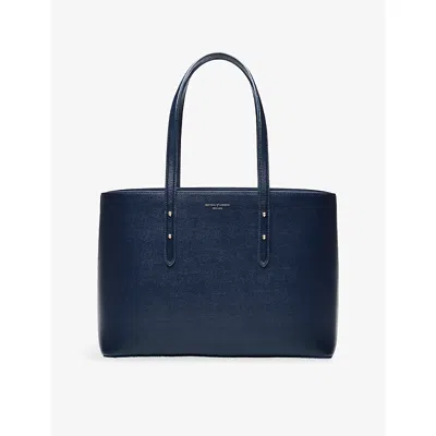 Aspinal Of London Womens Regent Leather Tote Bag Navy In Blue