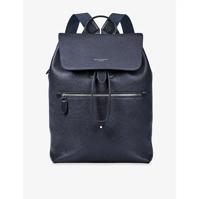 Aspinal Of London Womens Navy Reporter Leather Backpack In Blue