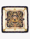 Aspinal Of London Womens Navy Signature Print Silk Scarf In Navy