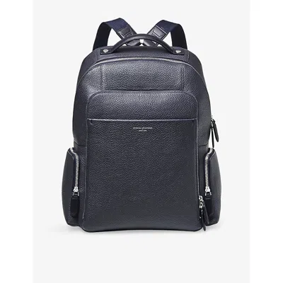 Aspinal Of London Womens Navy Zipped Leather Backpack In Blue