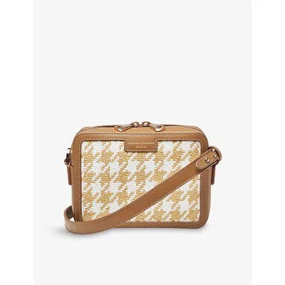 Aspinal Of London Womens Neutral Contrast-weave Leather Camera Bag