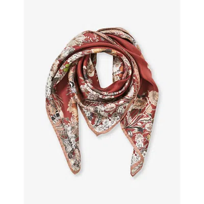 Aspinal Of London Womens Merlot Ombre 'a' Floral-print Silk Scarf