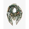 Aspinal Of London Womens Racing Green Ombre 'a' Floral-print Silk Scarf In Racing Green