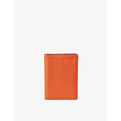 Aspinal Of London Orange Double-fold Logo-embossed Leather Card Holder