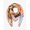 Aspinal Of London Womens Orange Graphic-print Branded Silk Scarf In Orange