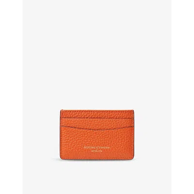 Aspinal Of London Orange Slim Logo-embossed Leather Credit Card Case
