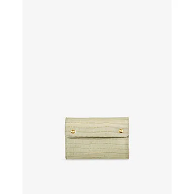 Aspinal Of London Womens Pistachio Croc-effect Small Leather Rolled Jewellery Case
