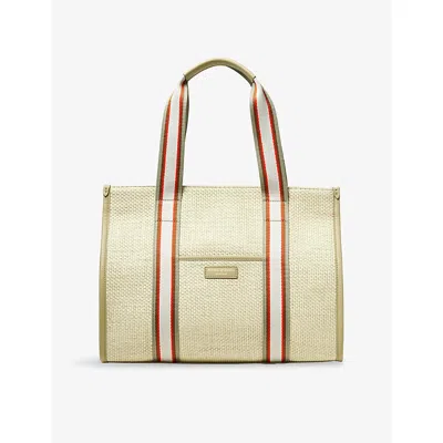 Aspinal Of London Womens Pistachio Henley Raffia And Leather Tote Bag