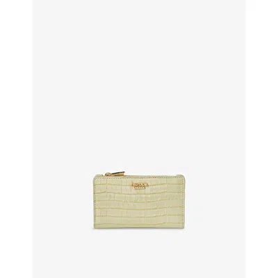 ASPINAL OF LONDON WOMENS PISTACHIO MAYFAIR COIN & CARD LEATHER WALLET