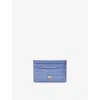 Aspinal Of London Womens Capri Blue Slim Shield Logo Leather Card Holder