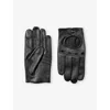 Aspinal Of London Womens  Stitch-embroidered Cut-out Leather Gloves In Black
